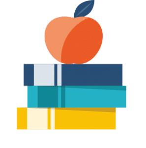 manzana sobre libros